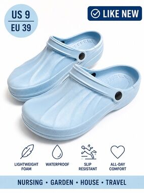 Light Blue Foam Clogs Women’s US 9 EU 39 Nursing Garden Shoes comfort